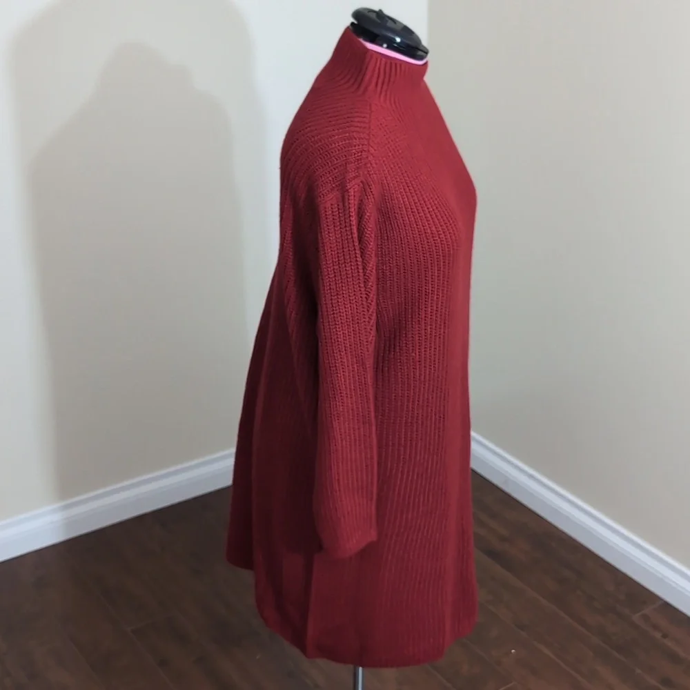 Joe Fresh| NWT Red Long Sleeve Mock Neck Midi Knit Sweater Dress - Picture 2 of 13